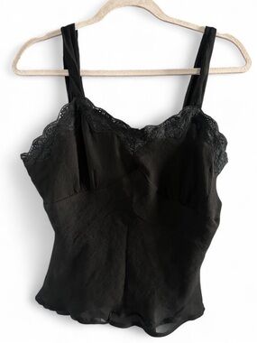 Chadwicks Black Lace-Trim Silk Camisole